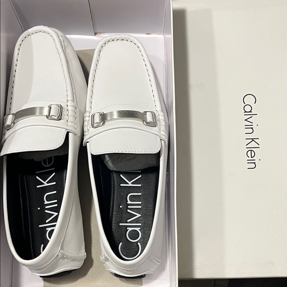 Calvin Klein Men's White Slip-On Loafers